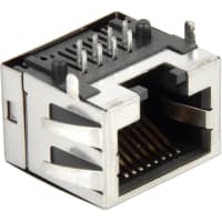 Amphenol Commercial (Amphenol CS) Conn, Data, Mod Jack, 1 Port, 8 Pos, Shielded and EMI Shield Tabs