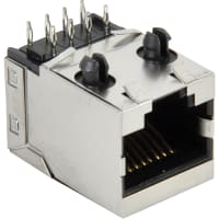 Amphenol Commercial (Amphenol CS) Conn, Data, Mod Jack, 8 Pos, Shielded, 1 Port, 8 Pos, Shielded and EMI Shield Tabs