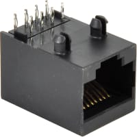 Amphenol Commercial (Amphenol CS) Conn, Data, Mod Jack, 1 Port, 8 Pos, LEDs, Shielded and EMI Shield Tabs