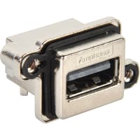 Amphenol Commercial (Amphenol CS) Conn; Data; USB; Type A; Rugged; PCB; Rt Angle; Standard Profile; w/Rear Shield