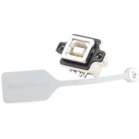 Amphenol Commercial (Amphenol CS) 1 Port Right Angle Through Hole Mount Female Type B USB Connector, 1.5A