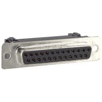 Amphenol Commercial (Amphenol CS) connector, d-sub, metal front flange recept, flat cable termination, 25 socket cont