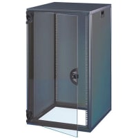 nVent SCHROFF Novastar, Cabinet with glazed door and rear panel, Slim-Line, RAL 7021