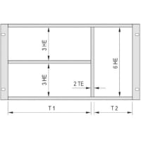 nVent SCHROFF RatiopacPRO Subrack, 1 x 6 U, 2 x 3 U, 40hp