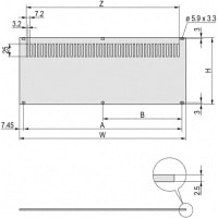 nVent SCHROFF Rear Panel 19-Inch, 3U, 42hp, Ventilated, Grey, Aluminum