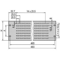 nVent SCHROFF Front Panel 19-Inch, 3U, Ventilated, Grey, Aluminum