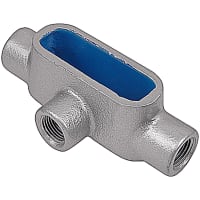 Ocal by ABB PVCCoatedConduitBody, TShape, Form 7, Size 1/2 Inch/16 Metric, Iron, Dark Gray