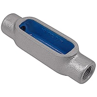 Ocal by ABB PVC Coated Conduit Body, C Shape, Form 8, Size 1/2"/16 Metric, Iron, Light Blu