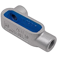 Ocal by ABB PVC Coated Conduit Body, LL Shape, Form 7, 1/2"/16 Metric, Iron, Dark Gray