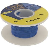 OK Industries Wire, Wrapping, Copper, 26 AWG, Solid, Blu Kynar Ins, +105C