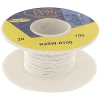 OK Industries Wire, Wrapping, Copper, 28 AWG, Solid, Wht Kynar Ins, +105C