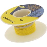 OK Industries Wire, 100ft 30AWG silver plated copper, yellow Kynar insulated, low strip force