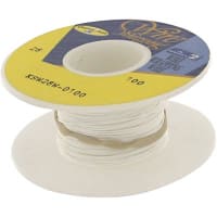 OK Industries Wire, Wrapping, Copper, 28 AWG, Solid, Wht Kynar Ins, +105C