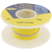 OK Industries Wire, Wrapping, Copper, 28 AWG, Solid, Yel Kynar Ins, +105C