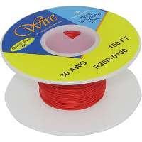 OK Industries Wire, Wrapping, Copper, 30 AWG, Solid, Red Kynar Ins, +105C