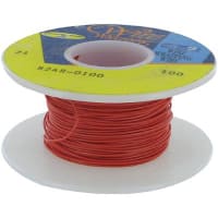 OK Industries Wire, Wrapping, Copper, 24 AWG, Solid, Red Kynar Ins, +105C