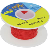 OK Industries Wire, Wrapping, Copper, 26 AWG, Solid, Red Kynar Ins, +105C