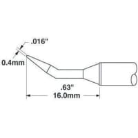 OK International Tip, Solder, 0.63 in. L x 0.032 in. W, Conical Sharp