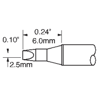 OK International 2.5 mm 30deg Straight Chisel Soldering Iron Tip