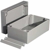 OKW Enclosures Enclosure, Box-Lid, ABS, UL94HB, Gray, 7.874x4.724x3.543In, IP66, Robust-Box Series