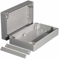 OKW Enclosures Enclosure, Box-Lid, ABS, UL94HB, Gray, 7.874x4.724x2.362In, IP66, Robust-Box Series