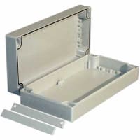 OKW Enclosures Enclosure, Box-Lid, ABS, UL94HB, Gray, 9.449x4.724x2.362In, IP66, Robust-Box Series