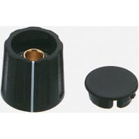 OKW Enclosures ENCLOSURE;ACCESSORY;COLLET KNOB;BLACK;16MM DIA;15.5MM H;6MM DIA BORE HOLE