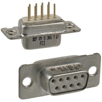 Amphenol FCI (Amphenol CS) Conn; D-Sub; Socket; 9 Cnt; Signal; PCB Term; Straight Spill; without Accessory