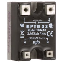 Opto 22 Relay, 10 A (Nom.), Solid State, 85 VAC (Pick-Up), 10 VAC (Drop-Out), Screw