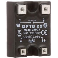 Opto 22 Relay, 3 A (Nom.), Solid State, 3 VDC (Pick-UP), 1 VDC (Drop-Out), Panel Mount