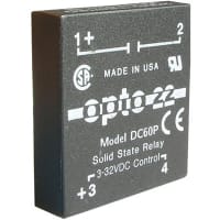 Opto 22 Relay;SSR;Power;Off State;Cur-Rtg 3A;Vol-Rtg 5-60DC;PCB Mnt;4 Pin;UL, CSA