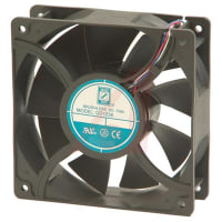 Orion Fans DC Fan, Square, 24V, 1.95A, 120x120x38mm, 200CFM, 57dBA, 7W, 4300RPM, Wire Leads