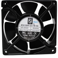 Orion Fans AC Fan, 230V, 50/60Hz, 120x120x38mm, 110CFM, 15W, 37dBA, 3000RPM, Terminals