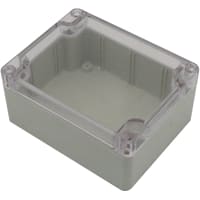 PacTec Enclosure, Box-Lid, ABS, UL94HB, Gray, Clear Lid, 4.528x3.543x2.166 In, IP65, SOD Series