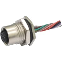 Amphenol LTW Technology Connector, M12 PANEL CONN 17P F CONN F PIN SHIELDED FRONT M16X1.5 W-WIRES L-200M