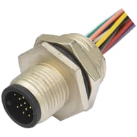 Amphenol LTW Technology Connector, M12 PANEL CONN 17P M CONN M PIN NON-SHIELDED REAR PG9 W-WIRES L-200MM