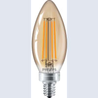 Philips LED Bulb, B11, 4.5 Watts, 2000 Kelvin, 300 Lumens, 120 Volts