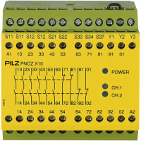 Pilz PNOZX10 emergency stop safetyrelay, 24Vdc