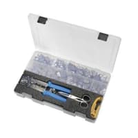 Platinum Tools EZ-RJPRO Termination Kit, w/Crimper, Stripper, Scissors, Connectors, Cat3/5/5e/6