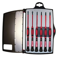 Platinum Tools 1KV Insulated Precision Screwdriver Set, 6 pc, Black Oxcide Tip, Dual-Compund Handl