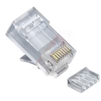 Platinum Tools RJ45 (8P8C) Cat 6 Connector 2-Pc Round Solid 3-Prong Contacts Jar of 100 Pcs