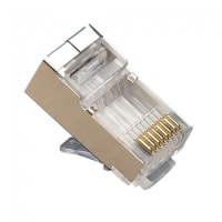 Platinum Tools RJ45 (8P8C) Cat5e Shielded Connector, HP, Round-Solid 3-Prong. 10/Clamshell.