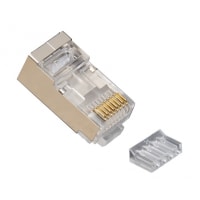 Platinum Tools RJ45 (8P8C) Shielded Cat6 2pc. w/ Liner, Round-Solid, 3-Prong. 100/Tray.