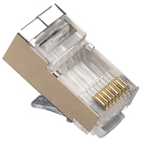 Platinum Tools RJ45 (8P8C), Cat5e Shielded, HP, Round-Solid 3-Prong; Pkg 100pc/Bag