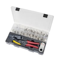 Platinum Tools 10Gig Termination Kit w/2 Crimp Tools, Stripper, 100pcs Cat6A/10Gig Connectors