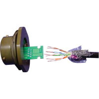 Amphenol Pcd connector, metal circular, jam nut recept, pc board, rj45 ethernet, green finish