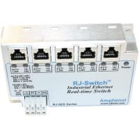 Amphenol Pcd Ethernet Switch, 5 Port, Unmanaged, IP30, RJ45, RJS Series