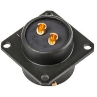 Amphenol Pcd Sq Flange Receptacle, 2 way Skt Contacts