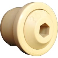 POBCO, Inc. Roll End Ball Bearing, Molded Delrin, Stainless, 1in Sch 40PVC, 5/16in HEX Shaft