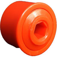 POBCO, Inc. Roll End Ball Bearing, Molded Delrin, Stainless, 1-1/2in Sch 80PVC, 7/16in HEX Shaf